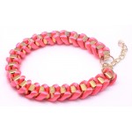 Armband met roze satijnkoord